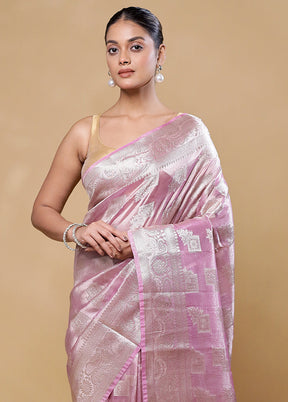 Pink Tissue Silk Saree With Blouse Piece