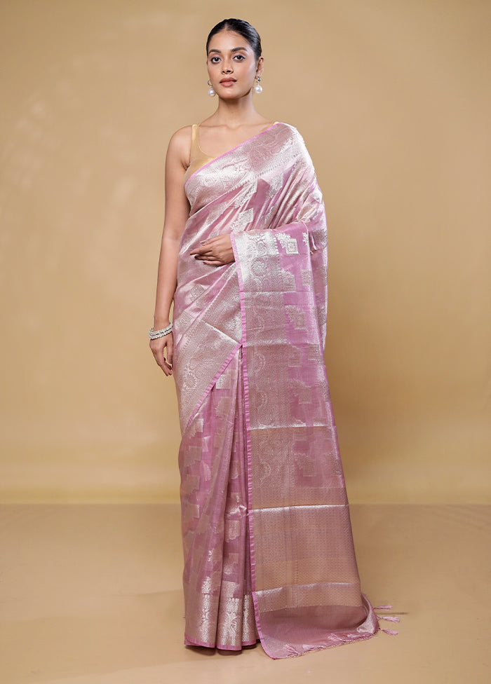 Pink Tissue Silk Saree With Blouse Piece