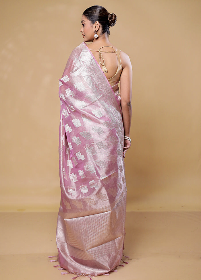 Pink Tissue Silk Saree With Blouse Piece