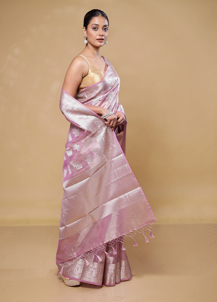 Pink Tissue Silk Saree With Blouse Piece