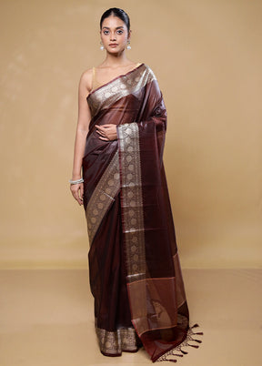 Brown Tissue Silk Saree With Blouse Piece