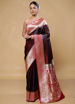 Maroon Banarasi Silk Saree With Blouse Piece