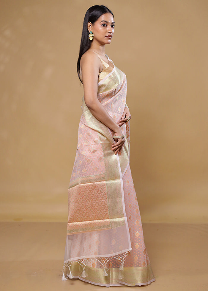 Pink Kora Silk Saree With Blouse Piece