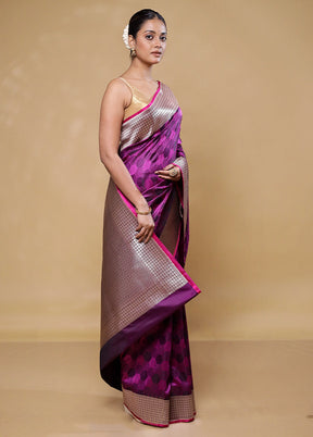 Pink Katan Silk Saree With Blouse Piece