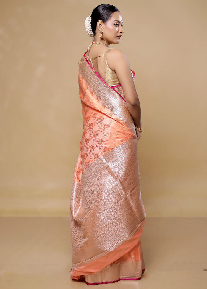 Orange Katan Silk Saree With Blouse Piece