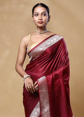 Maroon Katan Silk Saree With Blouse Piece