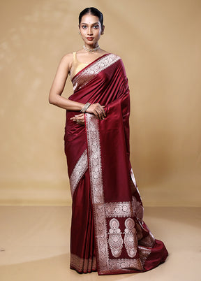 Maroon Katan Silk Saree With Blouse Piece