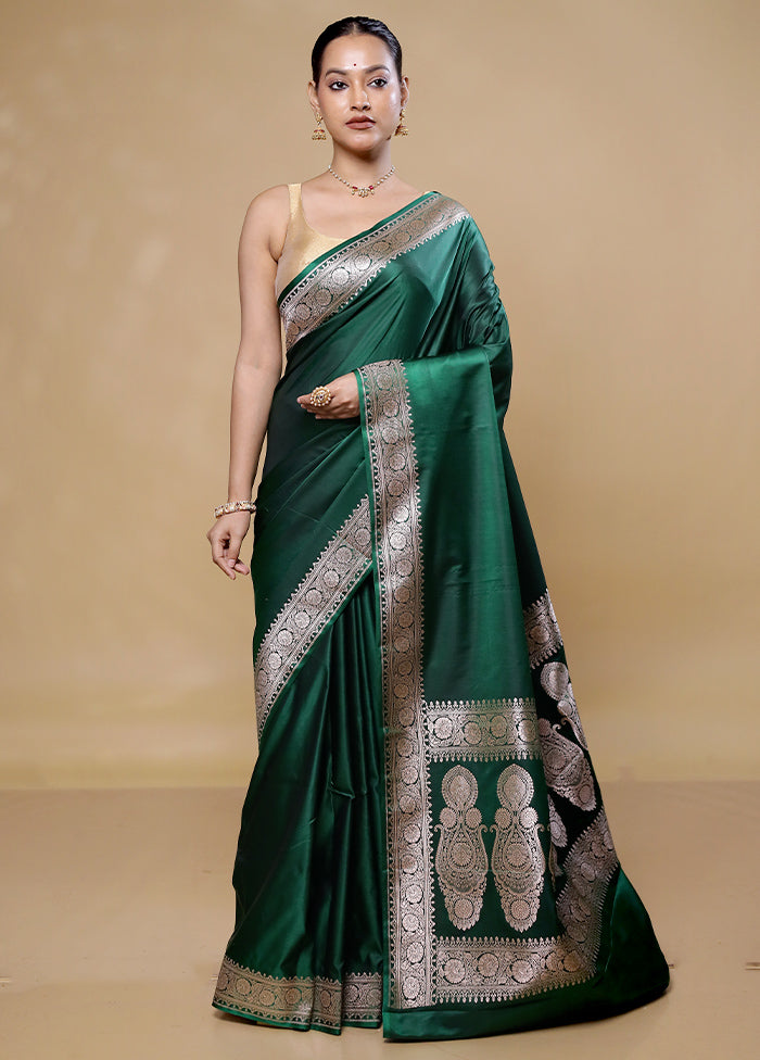 Green Katan Silk Saree With Blouse Piece