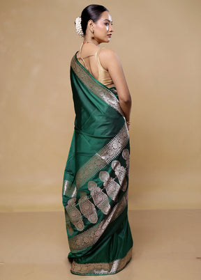 Green Katan Silk Saree With Blouse Piece