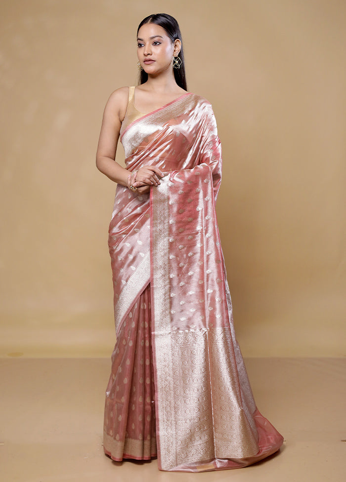 Pink Tissue Silk Saree With Blouse Piece