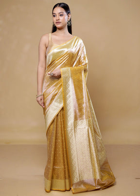 Yellow Tissue Silk Saree With Blouse Piece