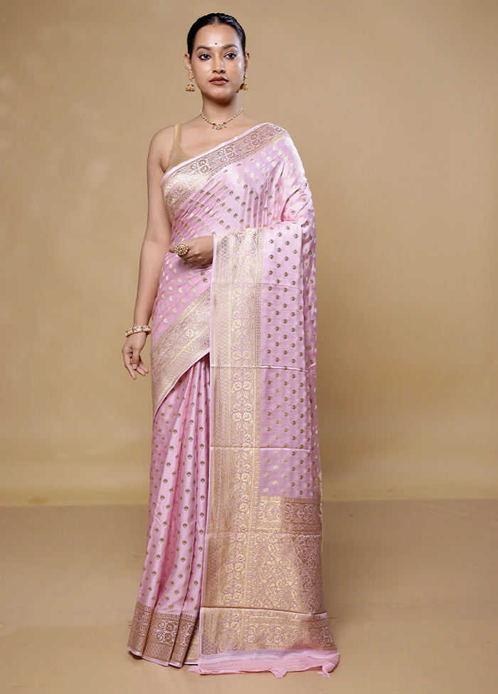 Pink Handloom Pure Georgette Saree With Blouse Piece