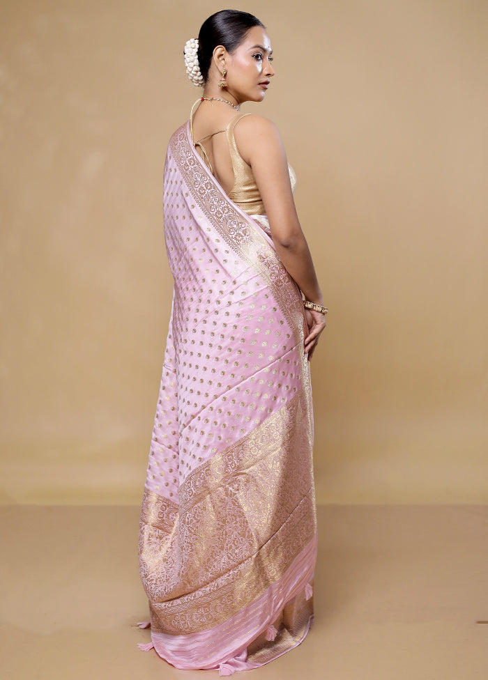 Pink Handloom Pure Georgette Saree With Blouse Piece