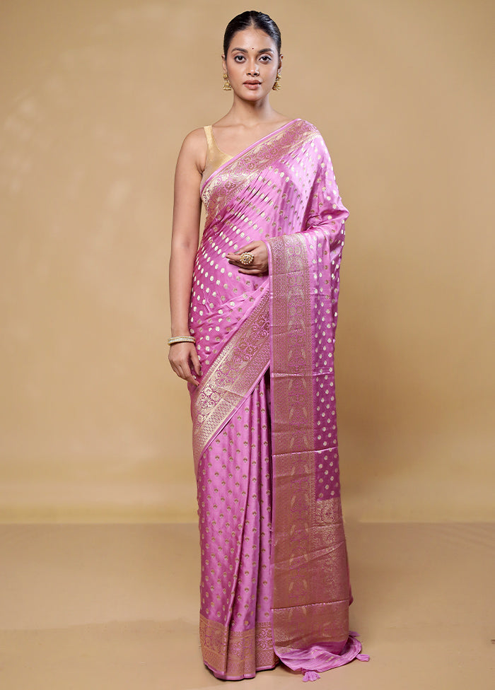 Pink Handloom Pure Georgette Saree With Blouse Piece