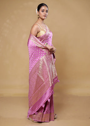 Pink Handloom Pure Georgette Saree With Blouse Piece