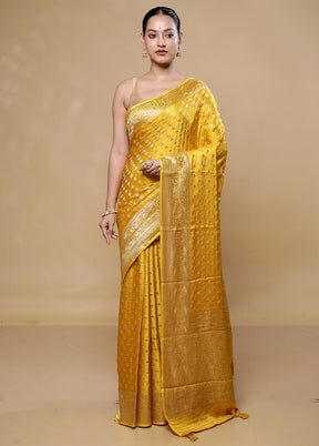 Yellow Handloom Pure Georgette Saree With Blouse Piece