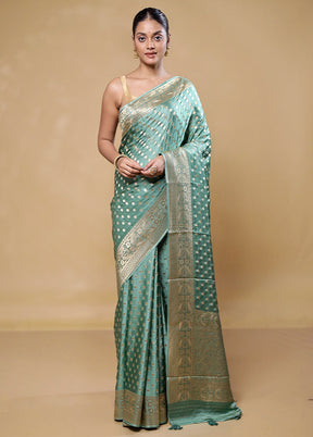 Blue Handloom Pure Georgette Saree With Blouse Piece