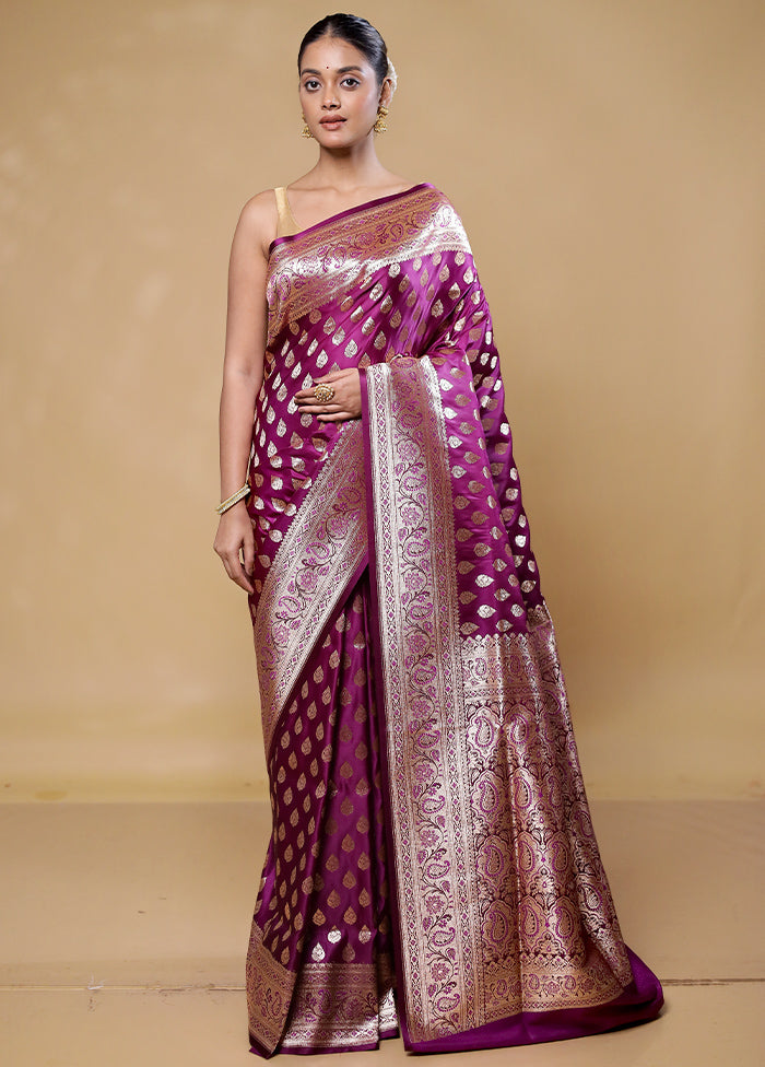 Pink Banarasi Silk Saree With Blouse Piece