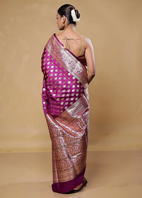 Pink Banarasi Silk Saree With Blouse Piece