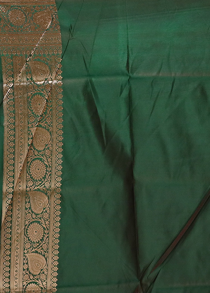 Green Banarasi Silk Saree With Blouse Piece