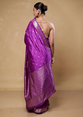 Purple Dupion Silk Saree With Blouse Piece