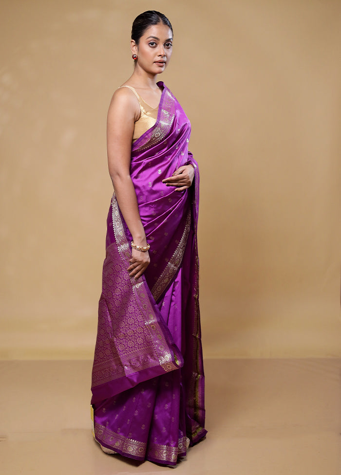 Purple Dupion Silk Saree With Blouse Piece