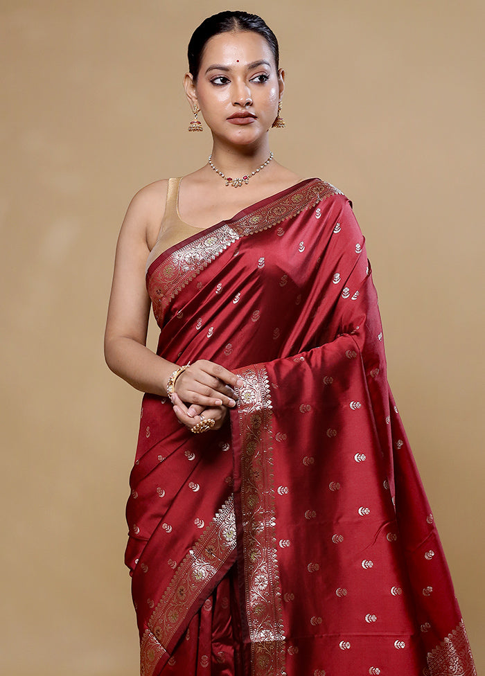 Red Dupion Silk Saree With Blouse Piece