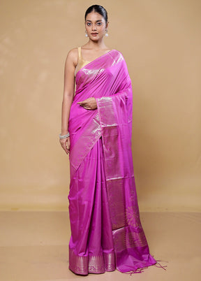 Pink Dupion Silk Saree With Blouse Piece