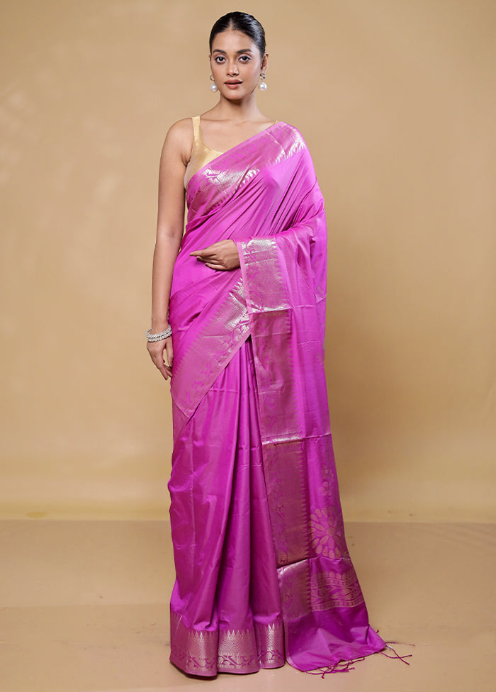 Pink Dupion Silk Saree With Blouse Piece