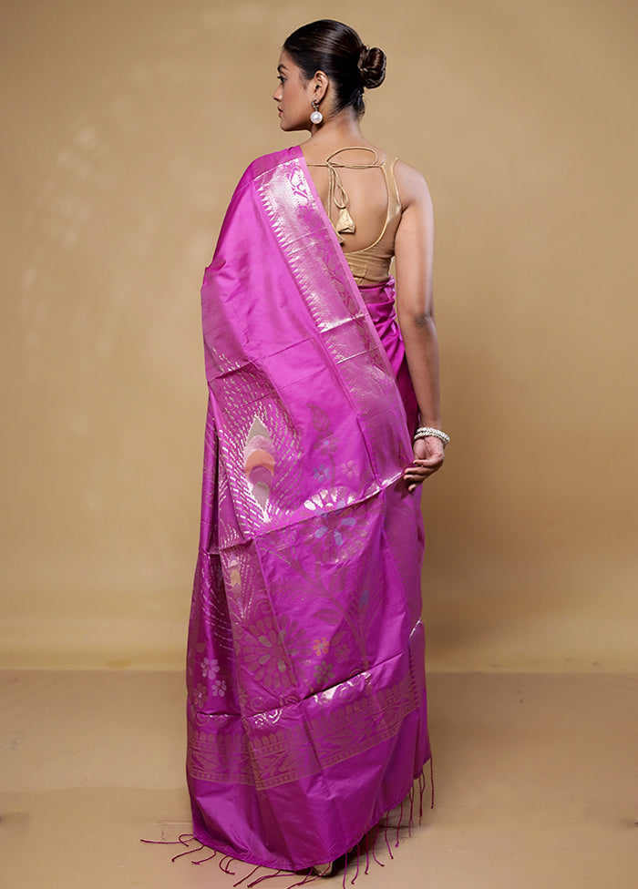 Pink Dupion Silk Saree With Blouse Piece