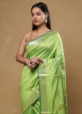 Green Dupion Silk Saree With Blouse Piece