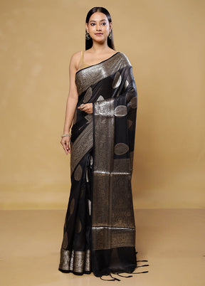 Black Cotton Saree With Blouse Piece