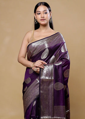 Purple Cotton Saree With Blouse Piece