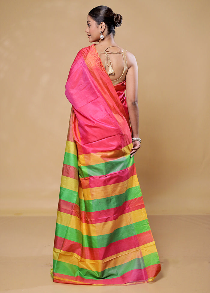 Pink Kalakshetra Kanjivaram Silk Saree With Blouse Piece