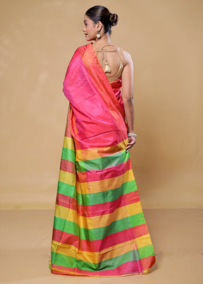 Pink Kalakshetra Kanjivaram Silk Saree With Blouse Piece