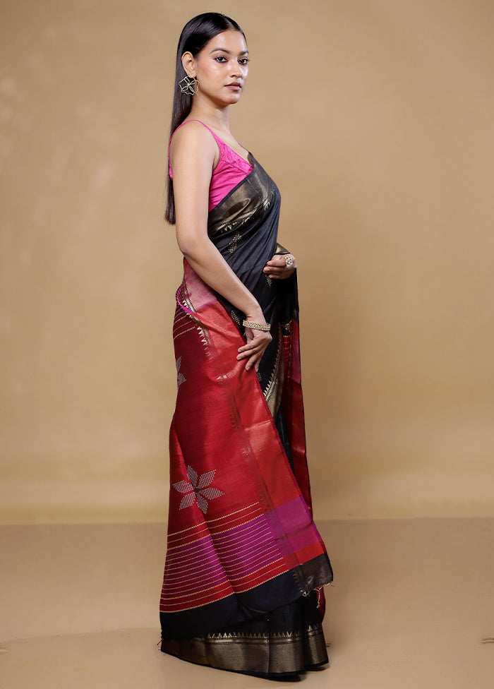 Black Kanjivaram Silk Saree With Blouse Piece