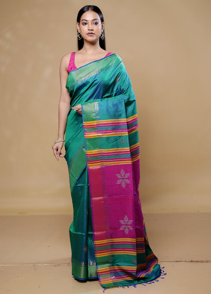 Green Kanjivaram Silk Saree With Blouse Piece