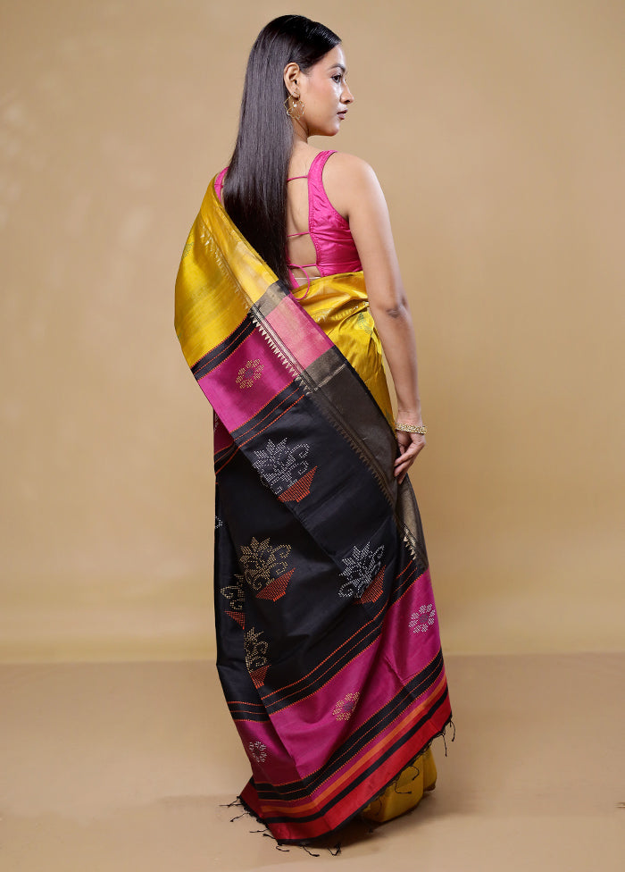 Yellow Kanjivaram Silk Saree With Blouse Piece