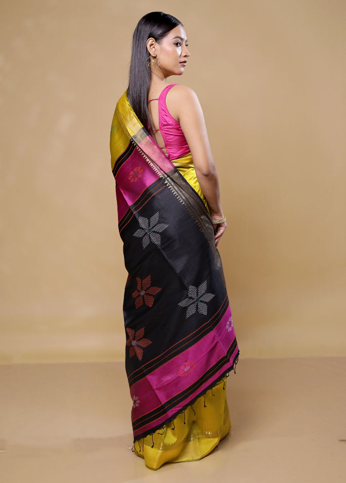 Yellow Kanjivaram Silk Saree With Blouse Piece