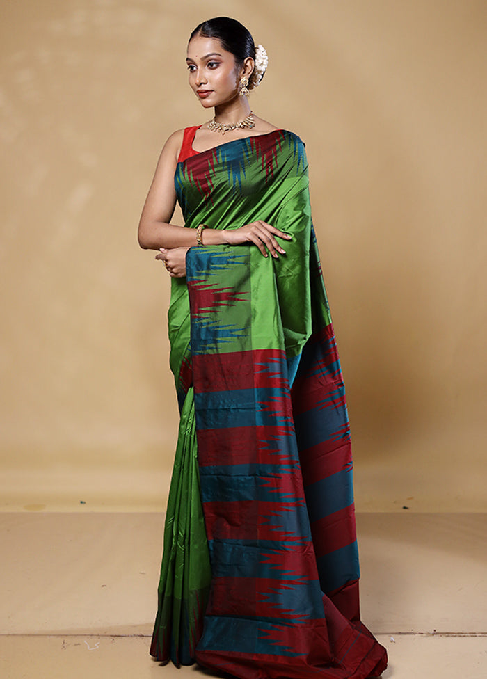 Green Kanjivaram Silk Saree With Blouse Piece