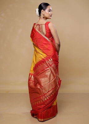 Yellow Kanjivaram Silk Saree With Blouse Piece