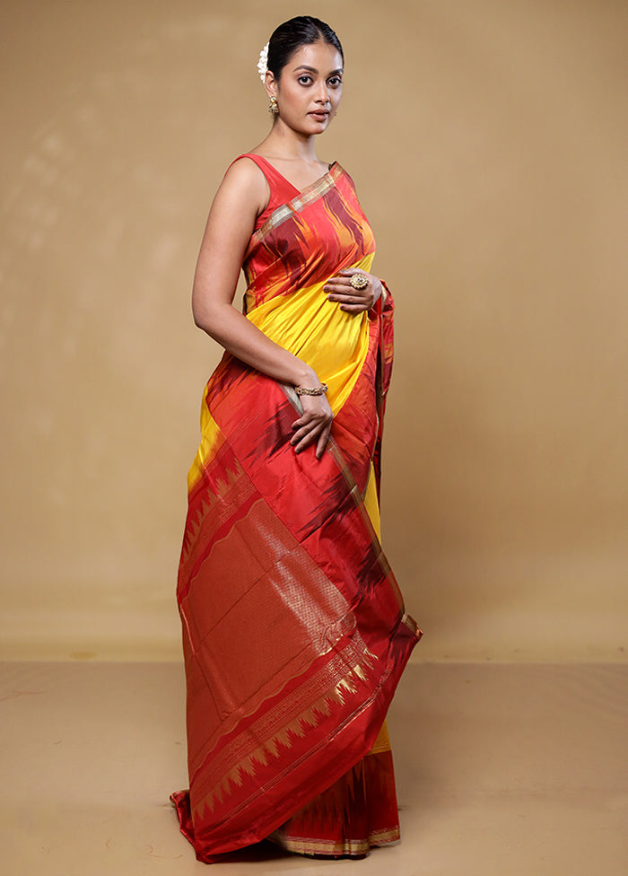 Yellow Kanjivaram Silk Saree With Blouse Piece