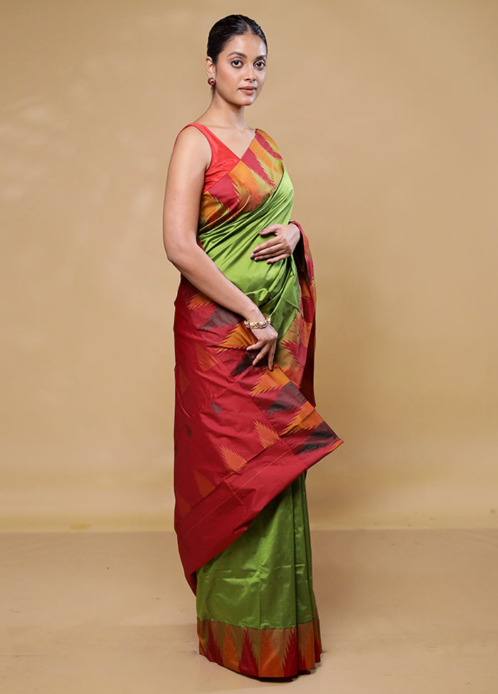 Green Kanjivaram Silk Saree With Blouse Piece