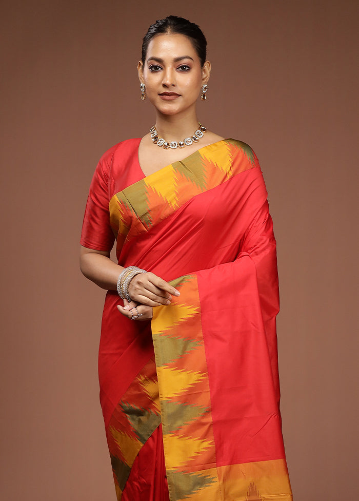 Red Kanjivaram Silk Saree With Blouse Piece
