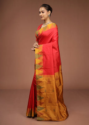 Red Kanjivaram Silk Saree With Blouse Piece
