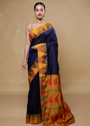 Black Kanjivaram Silk Saree With Blouse Piece