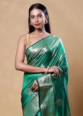 Green Dupion Silk Saree With Blouse Piece