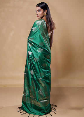 Green Dupion Silk Saree With Blouse Piece