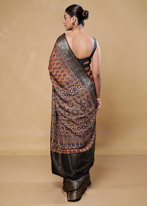 Brown Pure Modal Silk Saree Without Blouse Piece