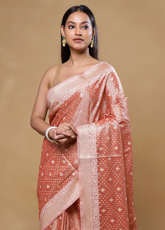 Pink Tissue Silk Saree With Blouse Piece